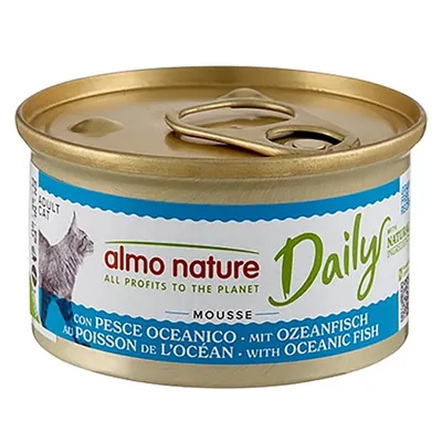 Almo Nature Daily Mousse óceáni hallal, konzerv felnőtt macskáknak.