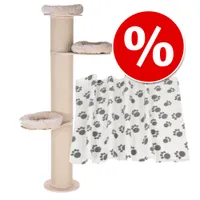 Sparset: klösträdet Natural Paradise XXL + mysfilten Pawty - Natural Paradise XXL klösträd + Pawty fleecefilt