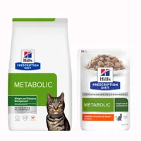 Kombipakke: Hill's Prescription Diet kattemad - Metabolic Weight Management (1,5 kg + 12 x 85 g)