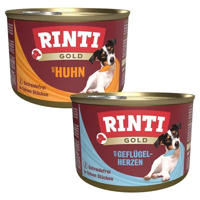 RINTI Gold -säästöpakkaus 24 x 185 g - mix: kanapalat + siipikarjansydän