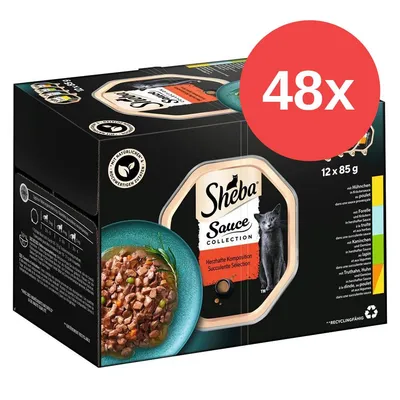 Megapack Sheba Varietäten Schälchen 48 x 85 g - Selection in Sauce (Huhn & Truthahn; Huhn; Geflügel; Truthahn)