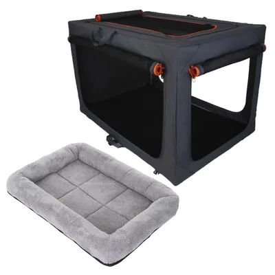 Kombi-Paket: Faltbare Nylonbox Alu deluxe + Kuschelkissen für Hundeboxen - Größe L: Faltbox + Kuschelkissen