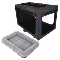 Kombi-Paket: Faltbare Nylonbox Alu deluxe + Kuschelkissen für Hundeboxen - Faltbox:B 61 x T 91 x H 58 cm (Grösse L) + Kuschelkissen: L 90 x B 56 x H 10 cm (Grösse L)