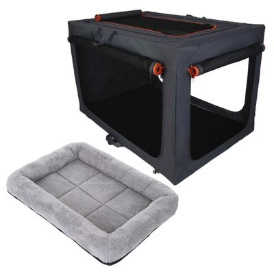 Kombi-Paket: Faltbare Nylonbox Alu deluxe + Kuschelkissen für Hundeboxen Größe L: Faltbox + Kuschelkissen