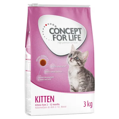 Concept for Life Kitten, висококачествена храна за котенца, 3 кг. За котенца от 2 до 12 месеца. Специална формула: здравословен растеж, укрепва имунитета, оптимално развитие на кости и зъби.