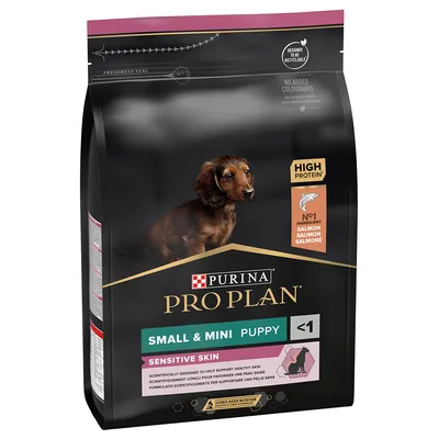 Pachet economic: 2 x saci PRO PLAN - Small & Mini Puppy Sensitive Skin (2 x 3 kg)