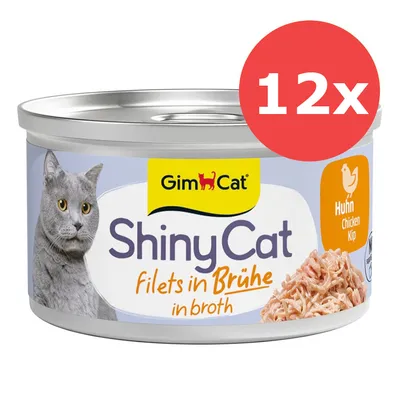 Sparpaket GimCat ShinyCat Filet in Brühe 12 x 70 g - Huhn