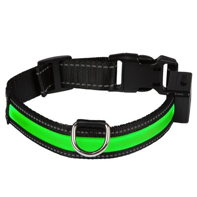 Collar luminoso LED Eyenimal para perros Talla S: 40 - 45 cm perímetro del cuello, 25 mm de ancho (verde)