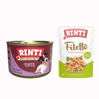 12 x 185 g RINTI Gold + 100 g Filetto Pouch in Jelly mit Ente & Gemüse gratis! - Entenstückchen