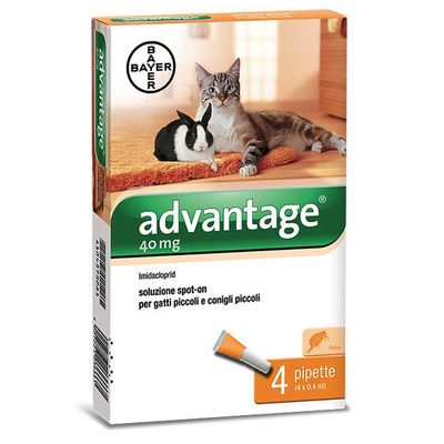 Advantage® 40 soluzione spot-on gatti e conigli da 0 a 4 kg 4 pipette da 0,4 ml