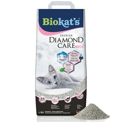 Biokat's Diamond Care Fresh Klumpstreu mit Aktivkohle, Aloe Vera und Babypuderduft. 54 Tage Frische, 99% staubfrei, e10l Packung.