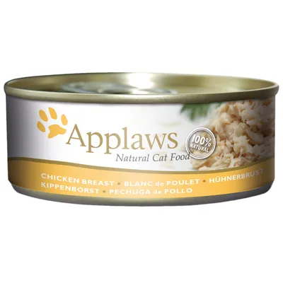 Scatoletta Applaws Natural Cat Food, 100% natural, petto di pollo. Testi visibili: CHICKEN BREAST, BLANC de POULET, HÜHNERBRUST, KIPPENBORST, PECHUGA de POLLO.