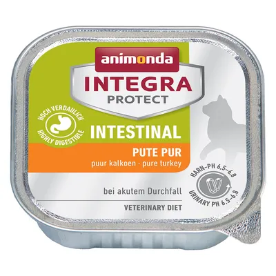 animonda INTEGRA PROTECT INTESTINAL PUTE PUR, highly digestible, pure turkey, veterinary diet, при остър диария. Urinary pH 6,5–6,8. Текст на немски и английски.