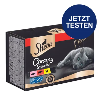 Sheba Creamy Snacks. Zertifiziert nachhaltige Meeresfrüchte MSC, keine künstlichen Farben oder Aromen, kein Zuckerzusatz. Jetzt testen.