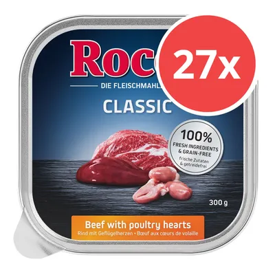 Rocco Classic Rind mit Geflügelherzen, 300g. 100% frische Zutaten, getreidefrei. Packung mit 27 Stück. Rocco Classic Rind mit Geflügelherzen, 300g. 100% frische Zutaten, getreidefrei. Packung mit 27 Stück.
