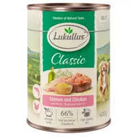 Lukullus-säästöpakkaus 24 x 400 g - lohi & kana