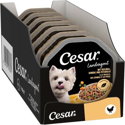 Mégapack Cesar 14 x 150 g pour chien - Les recettes de Campagne volaille, légumes en sauce