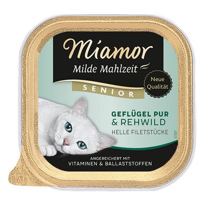 Lot Miamor Milde Mahlzeit 24 x 100 g pour chat Senior volaille pure & chevreuil