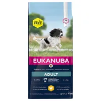 Eukanuba Adult Medium Breed Chicken - 15 kg + 3 kg på köpet!
