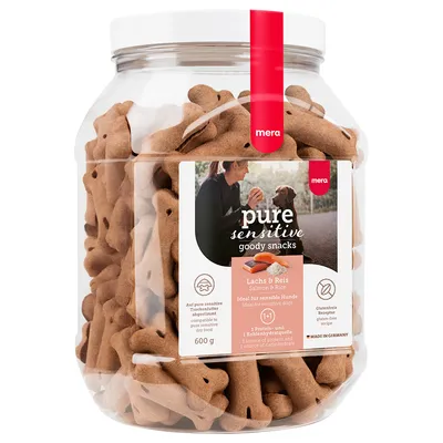 mera pure sensitive Goody Snacks pour chien - 600 g, saumon, riz