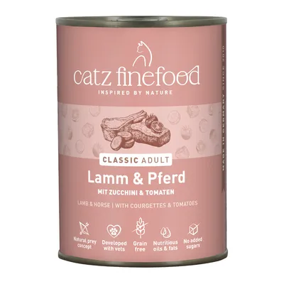 Lot boîtes catz finefood 12 x 400 g pour chat - agneau & cheval Lot boîtes catz finefood 12 x 400 g pour chat - agneau & cheval