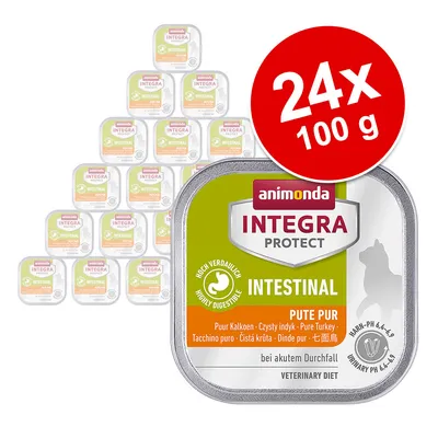 Animonda Integra Protect Intestinal Pulyka Pur, magas emészthetőség, akut hasmenés esetén. Csomag: 24 x 100 g. Veterinary Diet, Urinary pH 6,4-6,9.