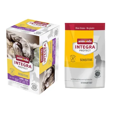 animonda Integra Protect Adult Sensitive Schale 6 x 100 g + 300 g passendes Trockenfutter Gratis! - Lamm & Reis + Protect Adult Sensitive