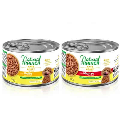 Natural Trainer Pate Small & Toy Adult 6 x 150 g - Mix: 3 x Manzo, 3 x Pollo Natural Trainer Pate Small & Toy Adult 6 x 150 g - Mix: 3 x Manzo, 3 x Pollo