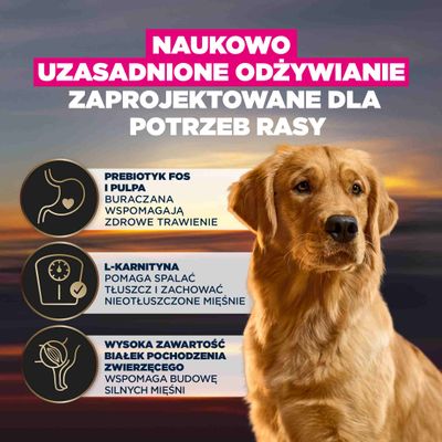Naukowo opracowane żywienie, stworzone z myślą o potrzebach rasowych. Zawiera prebiotyk FOS oraz wysłodki buraczane, L-karnitynę i wysoką zawartość białek zwierzęcych.