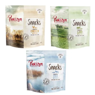 Purizon Cat Snacks Grain-Free Mixed Trial Pack 3 x 40g  - Chicken with Fish / Lamb with Fish / Fish with Beef