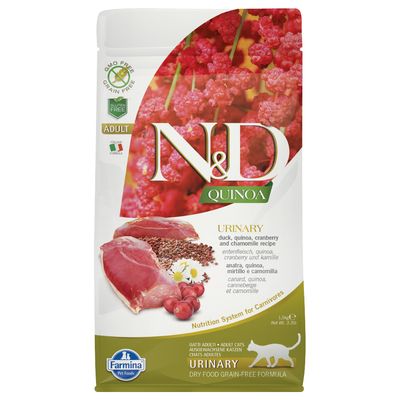 Farmina N&D quinoa Urinary Adult canard, quinoa, canneberge et camomille 3 x 1,5 kg