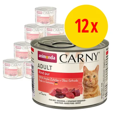 animonda Carny Adult 12 x 200 g - Nötkött, kalkon & kanin