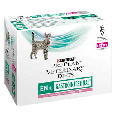Purina Pro Plan Veterinary Diets EN Gastrointestinal с лососем за котки. ISFM и Veterinary Clinical Nutrition обозначения на опаковката. Purina Pro Plan Veterinary Diets EN Gastrointestinal с лососем за котки. ISFM и Veterinary Clinical Nutrition обозначения на опаковката.