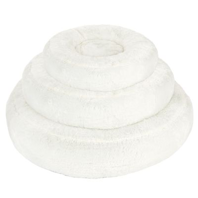 Kombi-Paket: Hundebett Flocke + passende Ersatzbezüge Bett Ø 65 x H 20 cm + Ersatzbezug Ø 65 cm, hellgrau (mit Kuscheldecke)