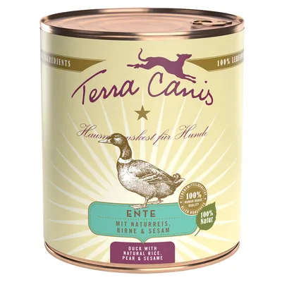 Terra Canis Hausmannskost for dogs, duck with natural rice, pear & sesame. 100% human-grade quality, 100% natural.