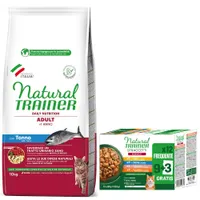 Prix avantageux ! Natural Trainer Adult 10 kg + Lanières en sauce12 x 85 g - Thunfisch + lot mixte (4 variétés)