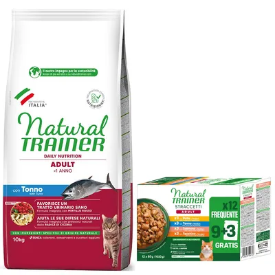 Natural Trainer Dry Cat Food + Wet Cat Food - 15% Off! * - Adult Tuna (10kg) + Straccetti Adult Strips in Sauce Mixed Pack 1 (Chicken, Salmon, Tuna, Turkey) (12 x 85g) Natural Trainer Dry Cat Food + Wet Cat Food - 15% Off! * - Adult Tuna (10kg) + Straccetti Adult Strips in Sauce Mixed Pack 1 (Chicken, Salmon, Tuna, Turkey) (12 x 85g)