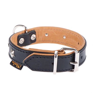 Zgardă din piele cu steluțe Heim Mărimea 40: circumferința gâtului 26 - 37 cm