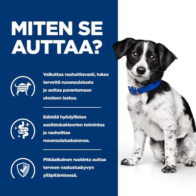 Teksti: MITEN SE AUTTAA? Vaikuttaa rauhoittavasti, tukee tervettä ruoansulatusta ja auttaa parantamaan ulosteen laatua. Edistää hyödyllisten suolistobakteerien toimintaa. Pitkäaikainen ruokinta auttaa terveen vastustuskyvyn ylläpitämisessä.