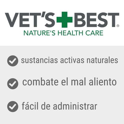 VET'S BEST NATURE'S HEALTH CARE. Sustancias activas naturales, combate el mal aliento, fácil de administrar.