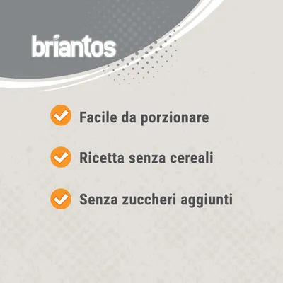briantos. Facile da porzionare. Ricetta senza cereali. Senza zuccheri aggiunti.