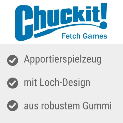 Chuckit! Fetch Games. Apportierspielzeug mit Loch-Design aus robustem Gummi.