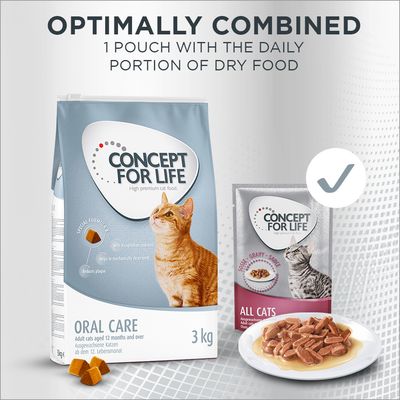 Concept for Life Oral Care храна за котки, 400 г. За възрастни котки над 12 месеца. С Ascophyllum nodosum за механично почистване на зъбите и намаляване на плаката.