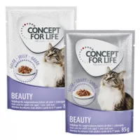 Lot mixte Concept for Life 24 x 85 g pour chat - Beauty en sauce et en gelée