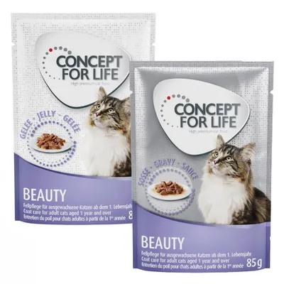 Lot mixte Concept for Life 24 x 85 g pour chat - Beauty en sauce et en gelée Lot mixte Concept for Life 24 x 85 g pour chat - Beauty en sauce et en gelée