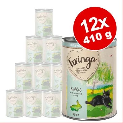 Feringa Adult Nassfutter, Sorte Rabbit mit Pastinaken und Katzenminze. Packung: 12x 410g. Single Meat Rezeptur, Homemade Taste Begins With Love.