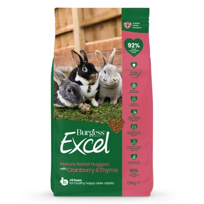 Burgess Excel Mature Rabbit Nuggets with Cranberry & Thyme Economy Pack: 2 x 1.5kg