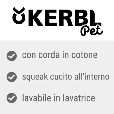 KERBL Pet con corda in cotone, squeak cucito all'interno, lavabile in lavatrice