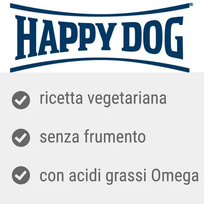 Happy Dog, ricetta vegetariana, senza frumento, con acidi grassi Omega