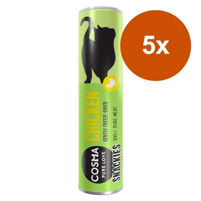 Cosma Pure Love Snackies Chicken, sanft gefriergetrocknet, 100% reines Fleisch, Packung mit 5 Stück.